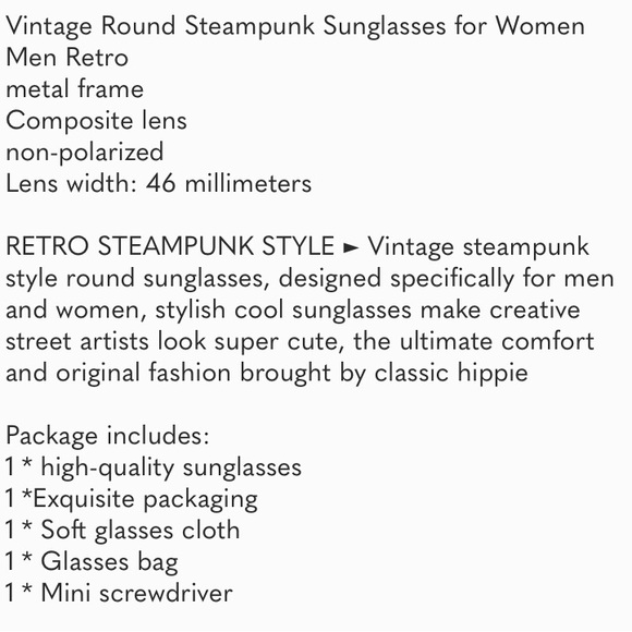 Vintage retro Round Steampunk Sunglasses Women Men - Picture 8 of 8